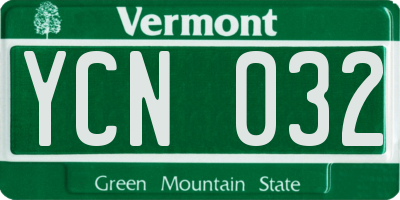 VT license plate YCN032