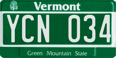 VT license plate YCN034