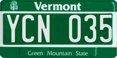 VT license plate YCN035