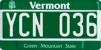 VT license plate YCN036