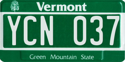 VT license plate YCN037