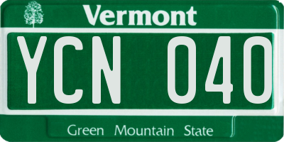 VT license plate YCN040