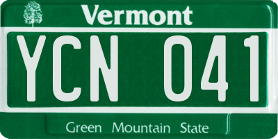 VT license plate YCN041