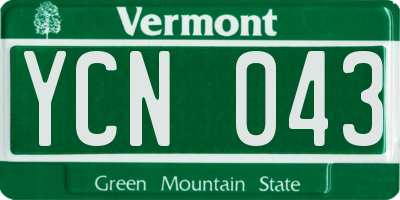 VT license plate YCN043