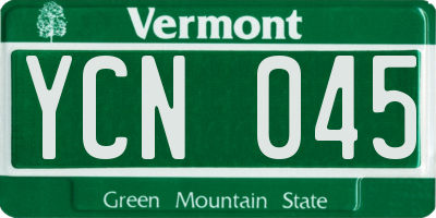 VT license plate YCN045