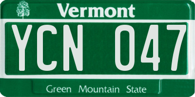 VT license plate YCN047