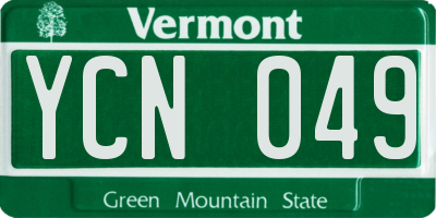 VT license plate YCN049