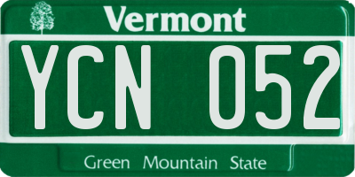 VT license plate YCN052
