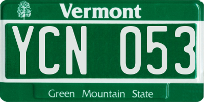 VT license plate YCN053