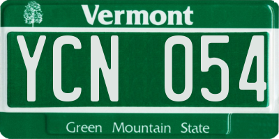 VT license plate YCN054
