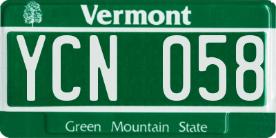 VT license plate YCN058