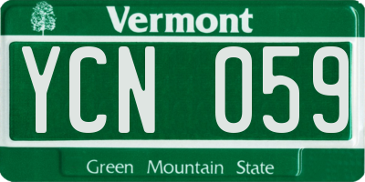 VT license plate YCN059