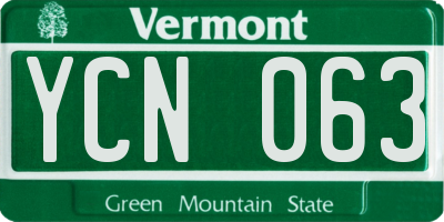 VT license plate YCN063