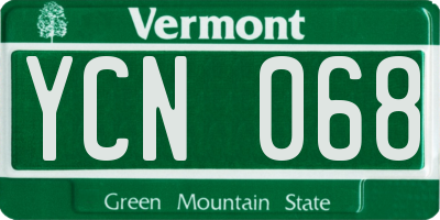 VT license plate YCN068