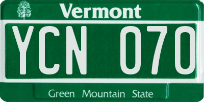 VT license plate YCN070