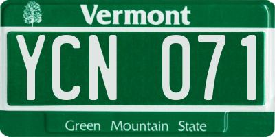 VT license plate YCN071