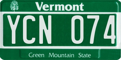VT license plate YCN074