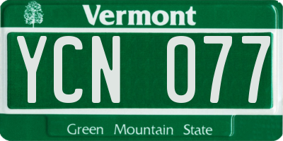 VT license plate YCN077