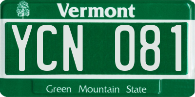 VT license plate YCN081
