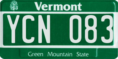 VT license plate YCN083