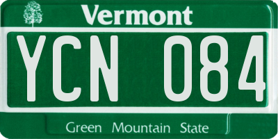 VT license plate YCN084