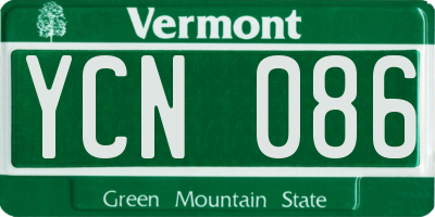 VT license plate YCN086