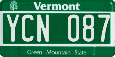 VT license plate YCN087