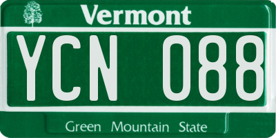 VT license plate YCN088
