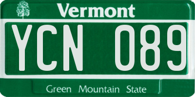 VT license plate YCN089