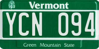 VT license plate YCN094