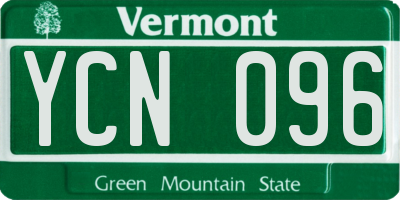 VT license plate YCN096