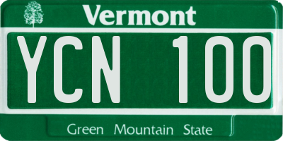VT license plate YCN100