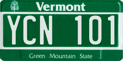 VT license plate YCN101