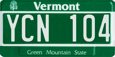 VT license plate YCN104