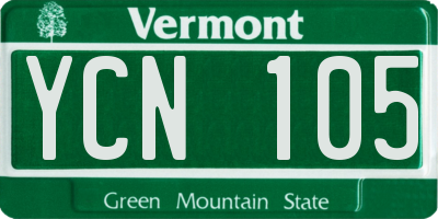 VT license plate YCN105