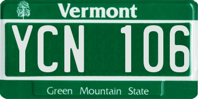 VT license plate YCN106