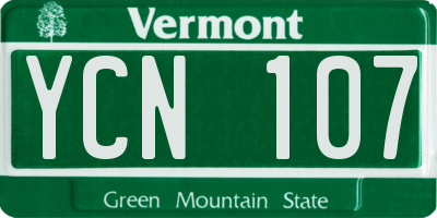 VT license plate YCN107