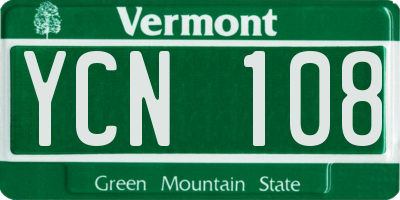 VT license plate YCN108