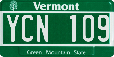 VT license plate YCN109