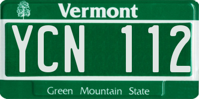VT license plate YCN112