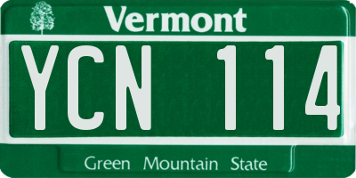 VT license plate YCN114