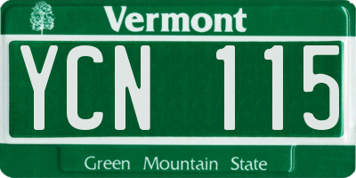 VT license plate YCN115