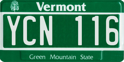 VT license plate YCN116