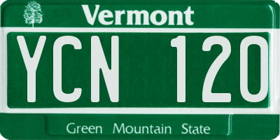 VT license plate YCN120