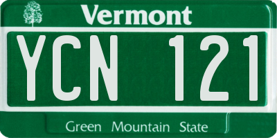 VT license plate YCN121