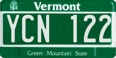 VT license plate YCN122