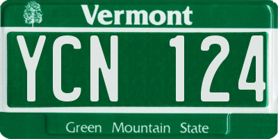 VT license plate YCN124