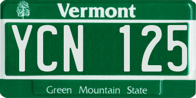 VT license plate YCN125