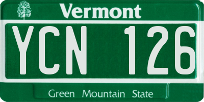 VT license plate YCN126