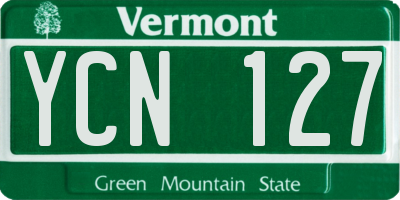 VT license plate YCN127